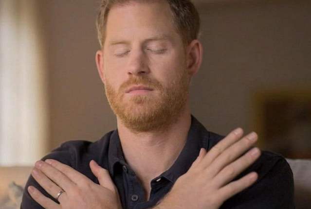 A grab from the Apple TV series The Me You Can’t See showing Prince Harry undergoing EMDR therapy. Photograph: Apple TV